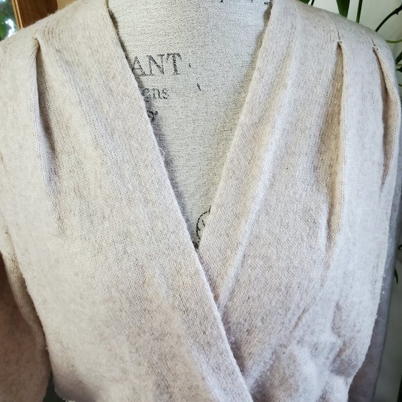 ASTR the Label | Beige Wool Blend Pleated Wrap Front Sweater (Size M) - Picture 6 of 12
